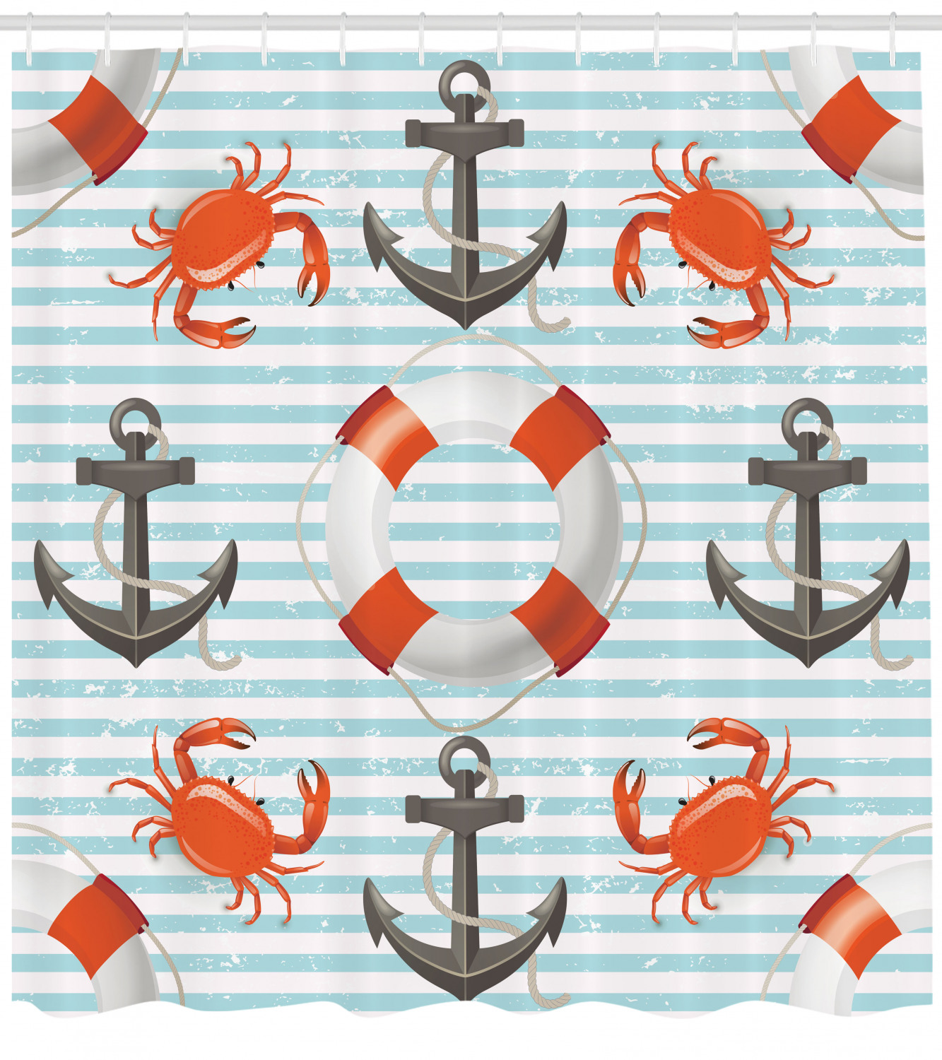 Life Anchor Ropes Print Shower Curtain For Coastal Bathroom Decor - Image 4