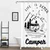 Life is Better in a Camper Mountain Moon Forest RV Shower Curtain for Camping Trailer Bathroom
