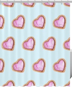 Light Blue Background Pink Hearts Shower Curtain to Add a Calming Touch to Your Bathroom