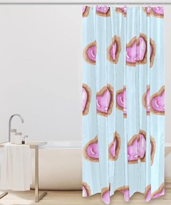 Light Blue Background Pink Hearts Shower Curtain to Add a Calming Touch to Your Bathroom