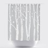 Light Blue Birch Tree Shower Curtain With Birds Print, Standard And Custom Sizes Available