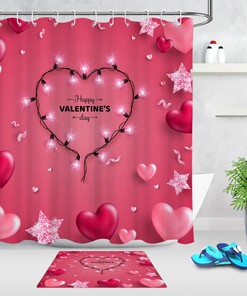Light Bulbs Confetti Heart Shower Curtain for Bathroom Decor on Valentine's Day