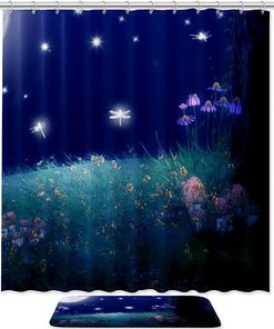 Light Dragonfly With Flowers Shower Curtain For A Delicate Bathroom