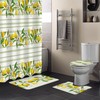 Light Greenv Stripe Lemon Shower Curtain for Summer Bathroom Decor