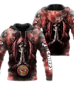 Light Up The Night In This Kansas City Chiefs All Over Print Death Smoke 3D Zip Hoodie