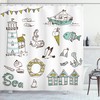 Lighthouse Anchor Seagull Printed Shower Curtain for Kid's Bathroom Decor- Waterproof and Nautical-themed 