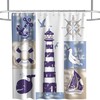 Lighthouse Seagull Seaside Beach Vintage Shower Curtain Ideas Waterproof Washable Blue
