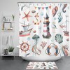 Lighthouse and Seashell Shower Curtain, Nautical Bath Design with Jellyfish for a Ocean-Inspired Bathroom 