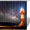 Lighthouse and Stars Sky Stars Shower Curtain for a Nautical and Calming Bathroom