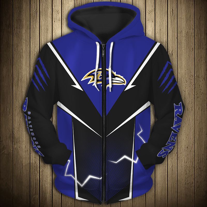 Lightning Graphic All Over Print Baltimore Ravens Hoodie 3D Gifts For Fans