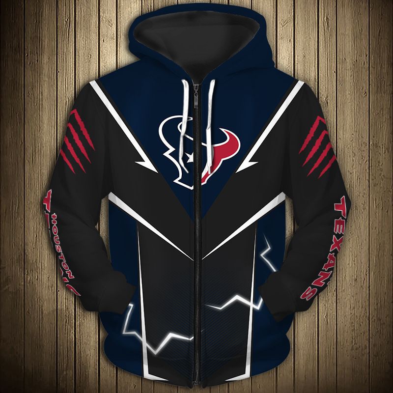 Lightning Graphic Houston Texans Hoodie With All Over Print, Ideal Gift For Fans