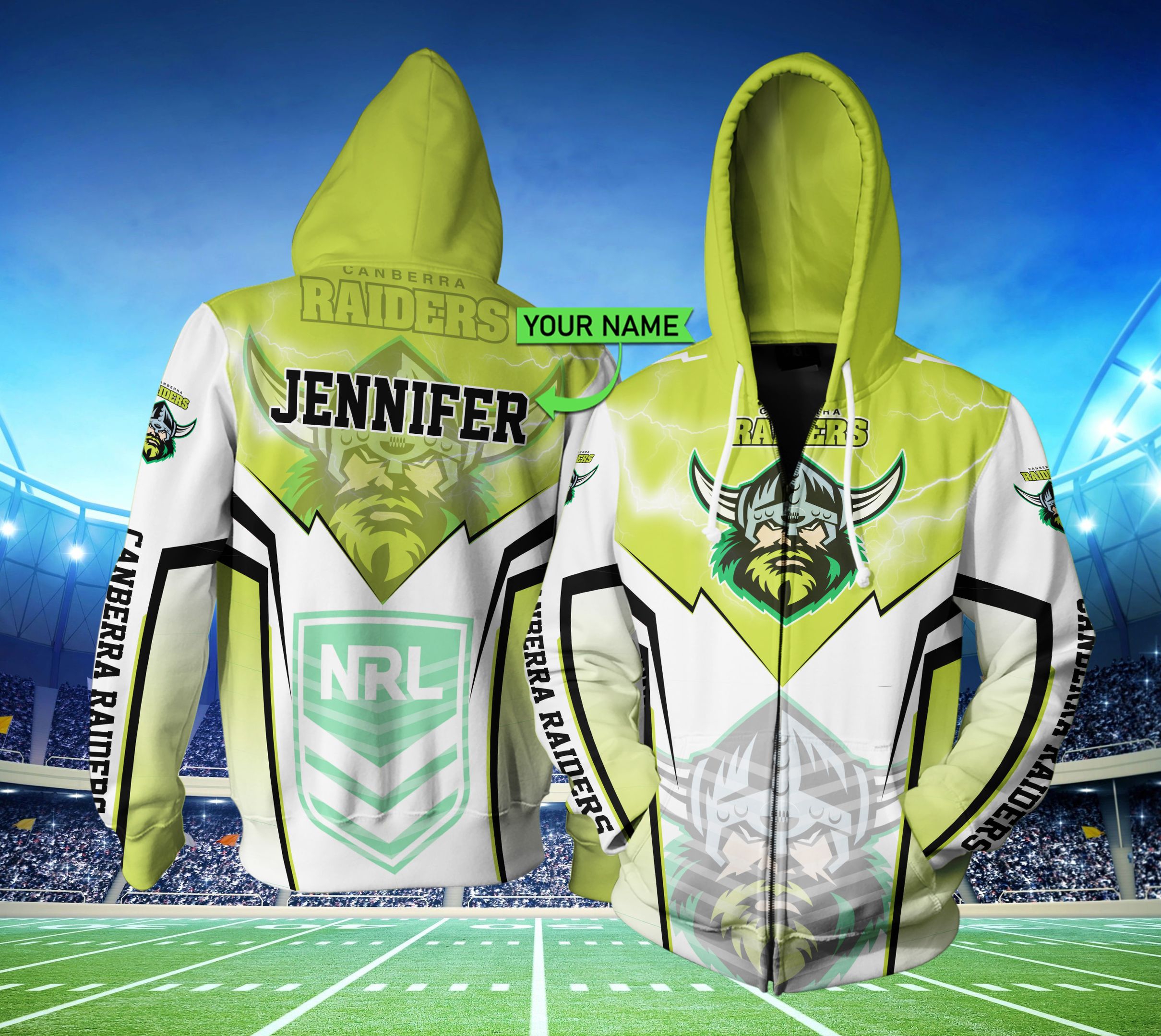 Lightning New Nrl Custom All Over Print 3D Hoodie - Canberra Raiders