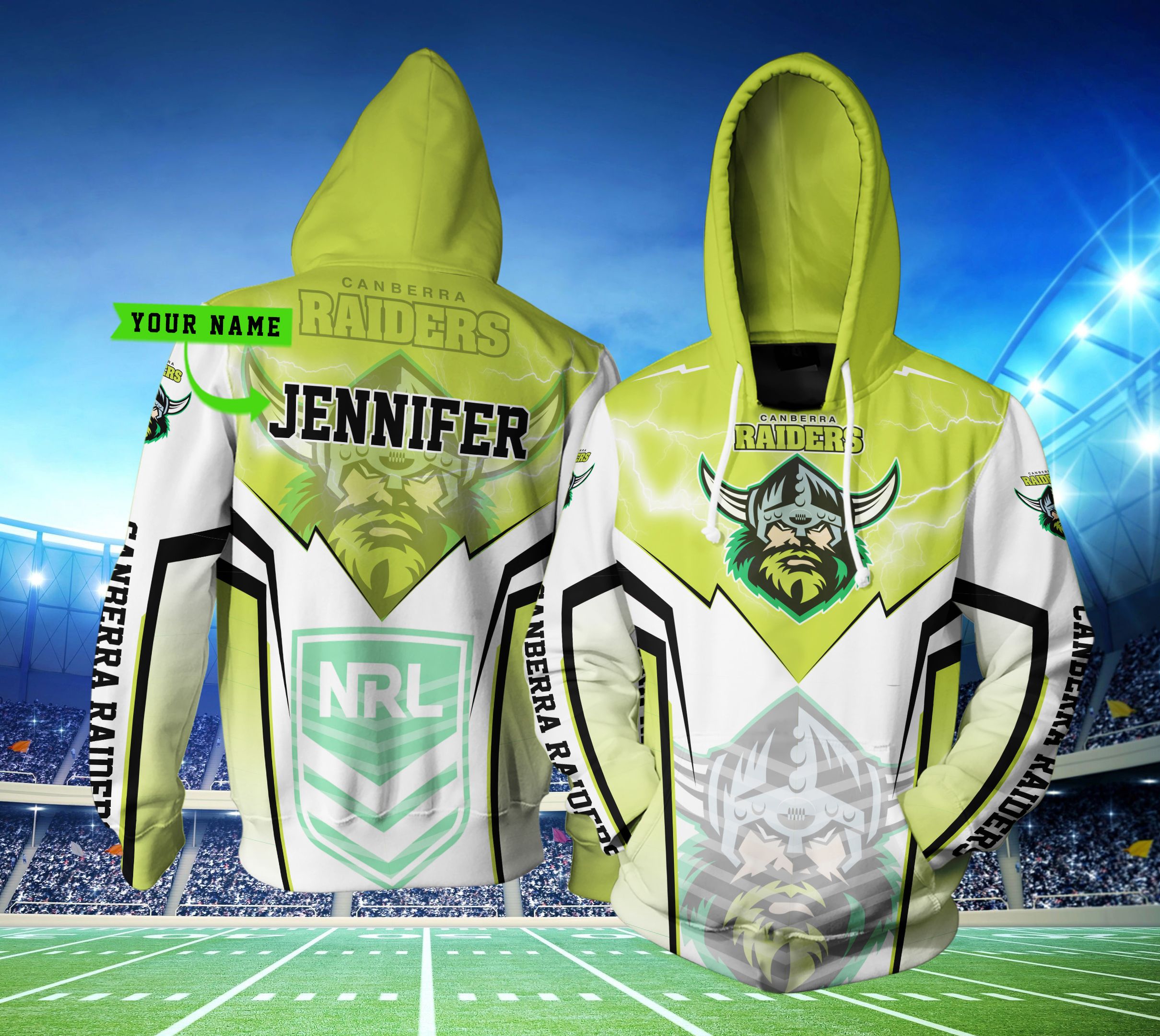 Lightning New Nrl Custom All Over Print 3D Hoodie - Personalized For Canberra Raiders Fans