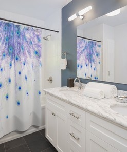 Lilac Lavender Peacock Shower Curtain with Exotic Pastel Colors Dcor