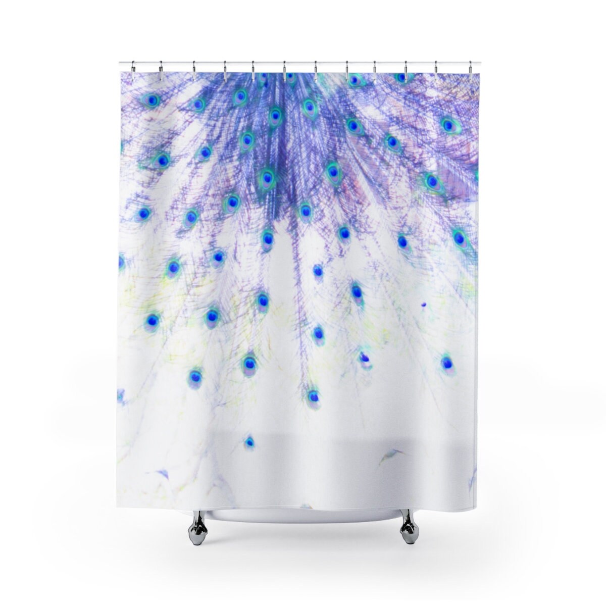 Lilac Lavender Peacock Shower Curtain with Exotic Pastel Colors Dcor