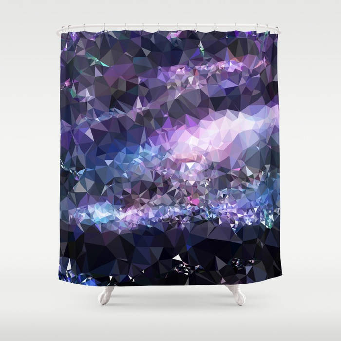 Lilac Mosaic Pattern Geometric Purple Shower Curtain Art for Unique Bathroom Decor