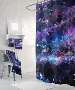 Lilac Mosaic Pattern Geometric Purple Shower Curtain Art for Unique Bathroom Decor