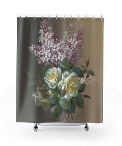 Lilac, Purple, Green And Yellow Floral Shower Curtain For A Refreshing Look