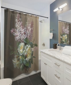 Lilac, Purple, Green And Yellow Floral Shower Curtain For A Refreshing Look