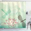 Lily Dragonflies Print Lotus Shower Curtain for Bathroom Decor, Durable Fabric and Water Resistant 
