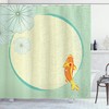 Lily Pond Koi Fish Shower Curtain | Oriental Floral Eastern Print Artwork | Cloth Fabric Bathroom Decor