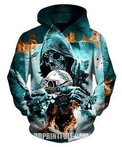 Limited Edition All Over Print Miami Dolphins Skull 3D Hoodie 
