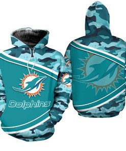 Limited Edition Camo All Over Print 3D Hoodie - Miami Dolphins