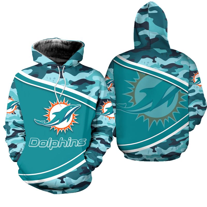Limited Edition Camo All Over Print 3D Hoodie - Miami Dolphins