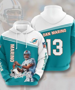 Limited Edition Miami Dolphins 3D All Over Print Hoodie With Marino Signature