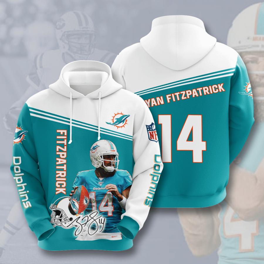Limited Edition Miami Dolphins Nfl Fitzpatrick 14 Signature Go Fins Hoodie With Full 3D All Over Print Design