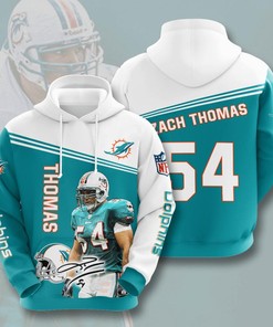 Limited Edition Miami Dolphins Nfl Thomas 54 Signature Go Fins Hoodie With Full 3D All Over Print Design