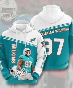 Limited Edition Miami Dolphins Nfl Wilkins 97 Signature Go Fins Hoodie With Full 3D All Over Print Design