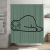 Linear Sloth Shower Curtain Green Background, Closed Eyes Bathtub Fabric Waterproof Curtain 