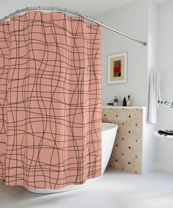 Lined Peach Fabric Shower Curtain