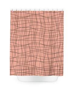 Lined Peach Fabric Shower Curtain