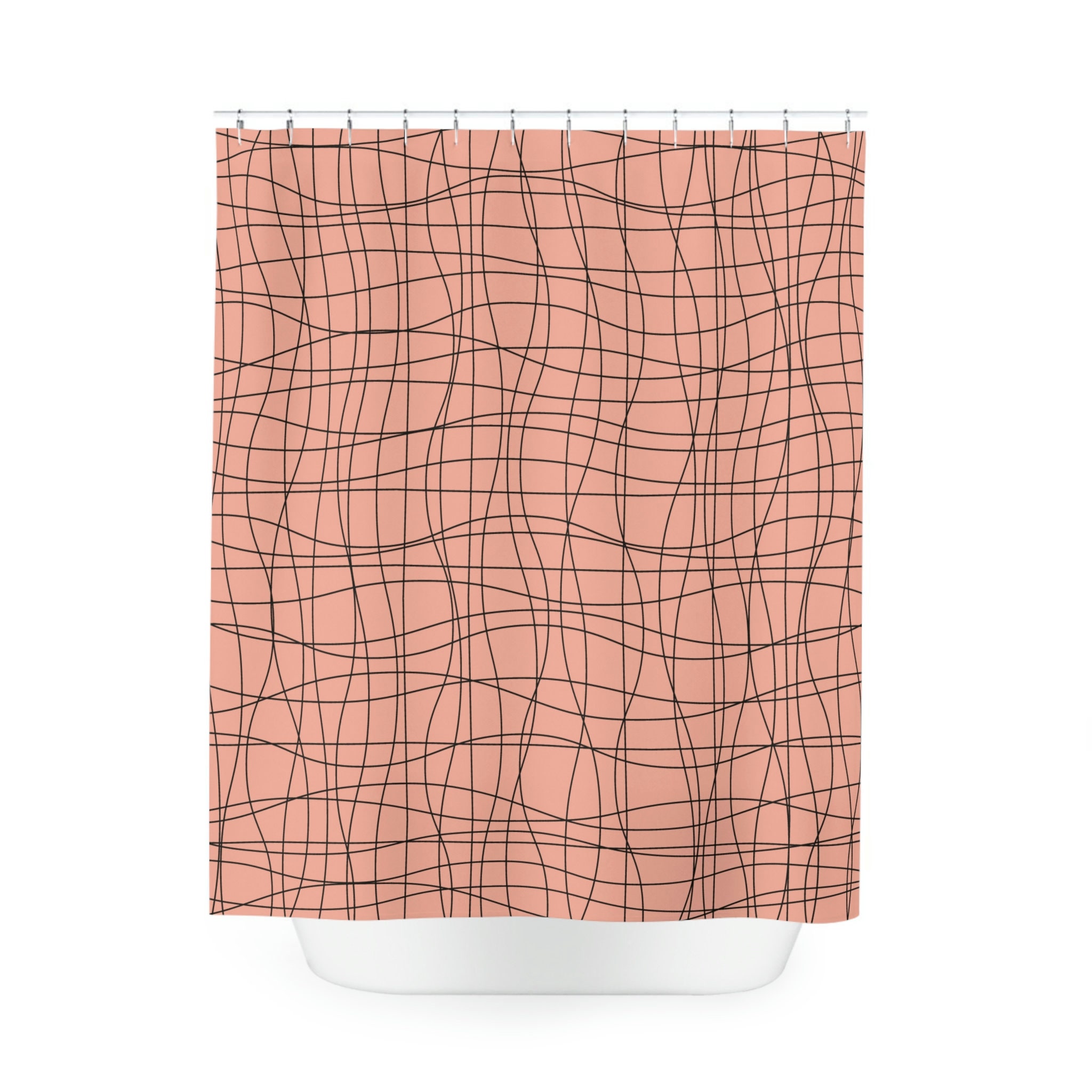 Lined Peach Fabric Shower Curtain