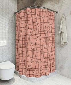 Lined Peach Fabric Shower Curtain