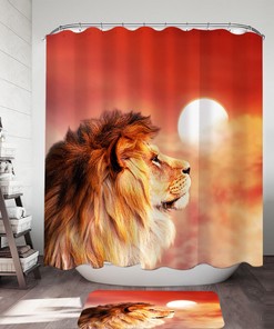Lion Under The Sun Waterproof Shower Curtain For A Majestic Bathroom 