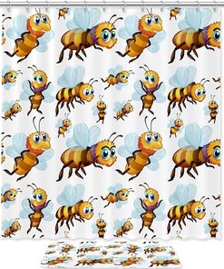 Little Bees Flying Kids Bathroom Shower Curtain
