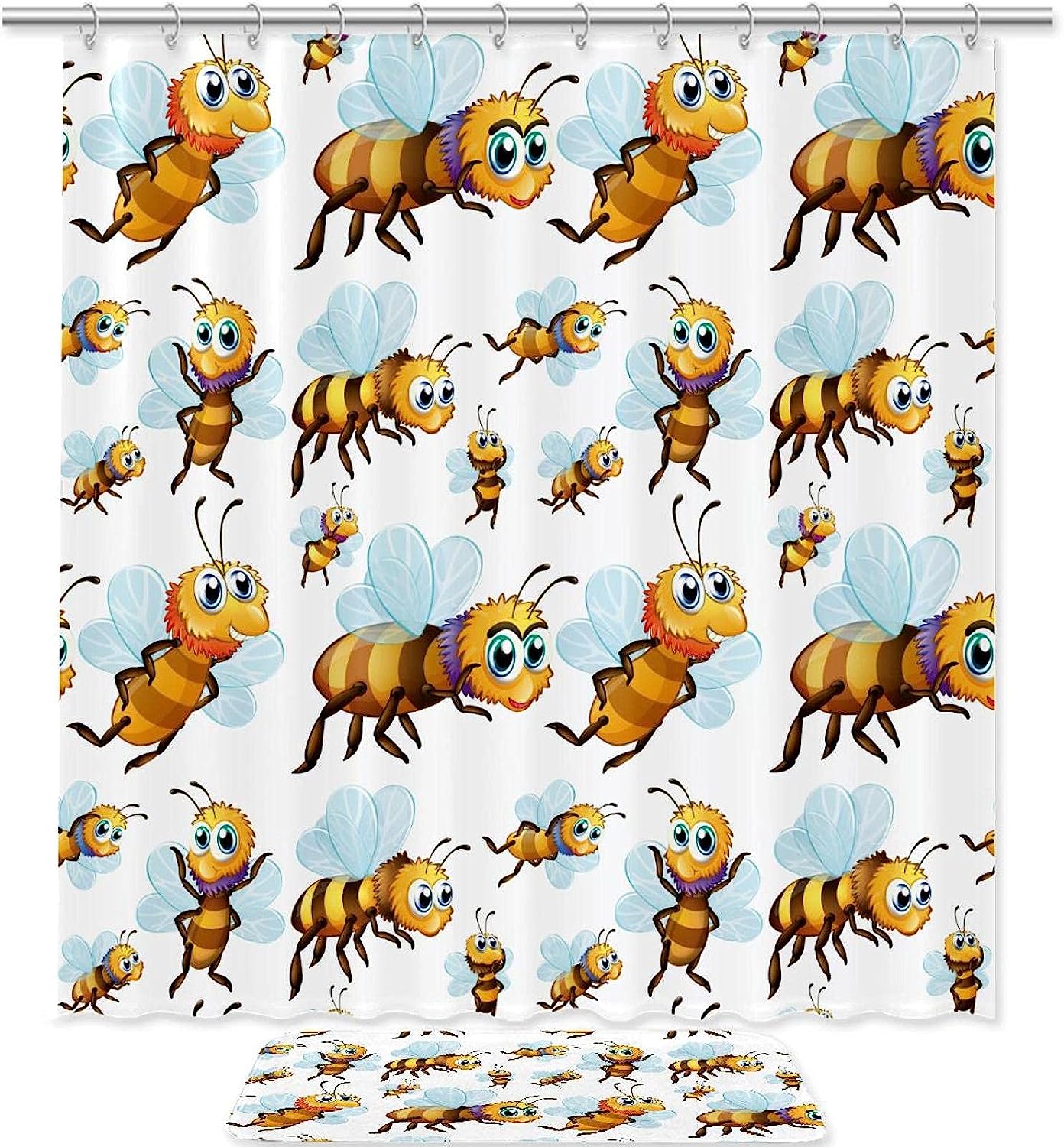 Little Bees Flying Kids Bathroom Shower Curtain