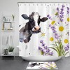 Little Daisy Purple Flowers Waterproof Shower Curtain - Farm Animal Cow