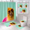 Little Dog Sunglasses Funny Waterproof Shower Curtain For Bathroom