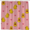 Little Duck And Hearts Shower Curtain - Adorable Bath Accessory For Kids Bathroom