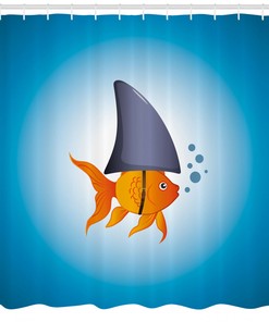 Little Fish Wearing Fin Nautical Print Shower Curtain