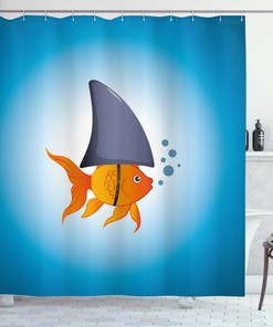 Little Fish Wearing Fin Nautical Print Shower Curtain