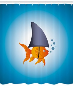 Little Fish Wearing Fin Nautical Print Shower Curtain