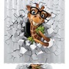 Little Giraffe Peeping from A Broken Wall Shower Curtain