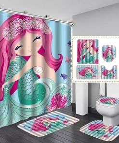 Little Mermaid Anti-Slip Waterproof Shower Curtain Set