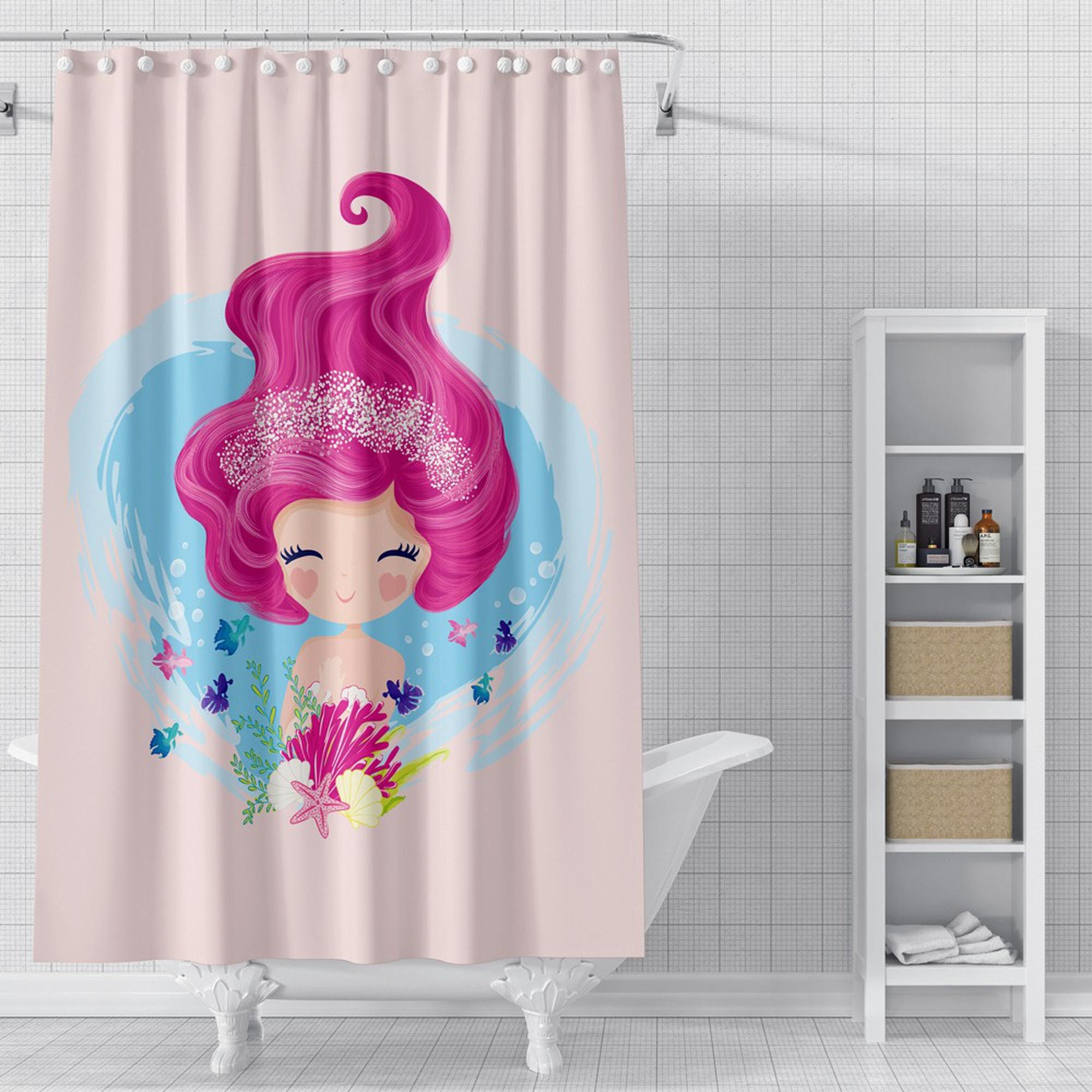 Little Mermaid Princess Bathroom Shower Curtain