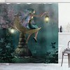 Little Pixie Elf Forest Woodland Shower Curtain, Myth Illustration Cloth Fabric Bathroom Decors